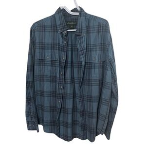 Eddie Bauer Men’s Large Blue Plaid Long Sleeve Cotton Shirt